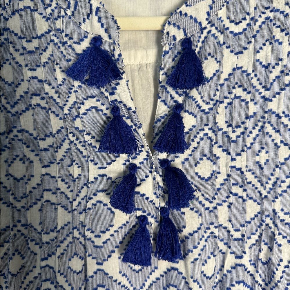 Tommy Bahama Jacquard Blue & White Tiered Mini Swim Coverup Dress Women S - Picture 3 of 7
